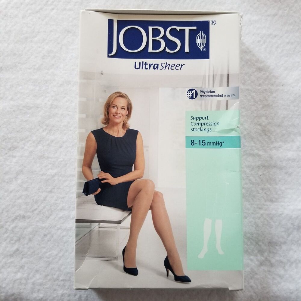 JOBST Women's Size Medium Ultrasheer Thigh High 8-15mmHg Support Classic Black